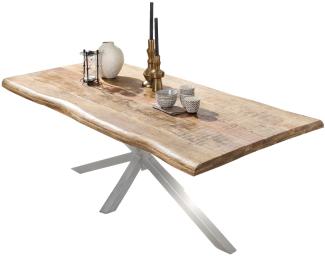 TABLES&CO Tisch 220x100 Mango Natur Metall Silber