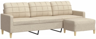 vidaXL 3-Sitzer-Sofa mit Hocker Creme 210 cm Stoff 3278251