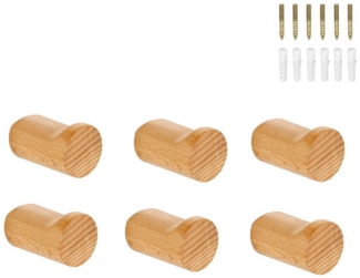 Auledio Kleiderhaken 4er-/6er-Set handgefertigte Wandhaken aus natürlichem Holz, Geeignet für Flure, Schlafzimmer, Wohnzimmer, Badezimmer, Küchen und viele weitere Anwendungen, (6-St), Vielseitige Verwendung,Rutschfestes Design,Dekorativ und platzsparend.