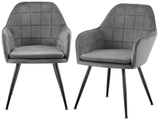 TRISENS Esszimmerstuhl (Stück, 2 St), Armlehnenstuhl mit abgestepptem Samtbezug Loungesessel in Steppoptik