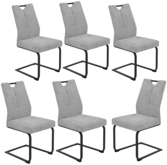 6er Set XL Schwingstuhl Malea - Webstoff Grau