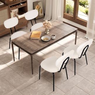 Puluomis Esszimmerstuhl 2/4/6/8er Set Essstühle Küchenstühle Polsterstuhl mit Rücklehne (Wohnzimmerstuhl, Boucle weiß, 4 St)