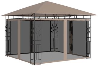 Gartenpavillon, Pavillon mit Moskitonetz 3 x 3 x 2,73 m Taupe 180 g/m²
