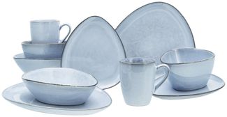 CreaTable 16635 Kombiservice Cloudy für 2 Personen, Steinzeug, blau (1 Set, 10-teilig)