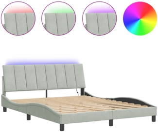 vidaXL Bettgestell mit LED ohne Matratze "Hanko" Hellgrau 160x200 cm Samt 3213787
