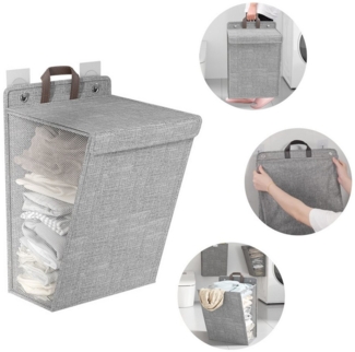 OKWISH Wäschekorb Faltbarer Hängender Wäschesammler Aufbewarhrungskorb (mit Deckel und Griff Wäschetonne Wäsche organizer, 1 St, 36 x 12 x 48 cm), für Waschküche Schlafzimmer Badezimmer