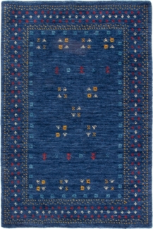 Morgenland Wollteppich - 90x60 cm - dunkelblau
