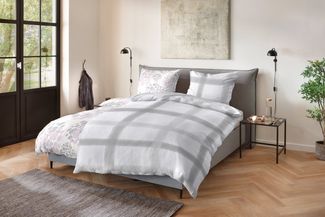 Primera Soft-Seersucker Bettwäsche 155x220 Karo weiß silber grau 213070-88