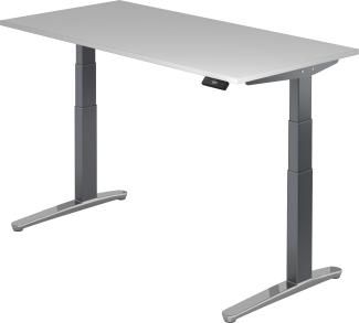 bümö elektrisch höhenverstellbarer Schreibtisch 160x80 cm mit Memory-Steuerung - Design Schreibtisch höhenverstellbar elektrisch, elektrischer Schreibtisch grau, Gestell graphit/alu, XBHM16-5-GC