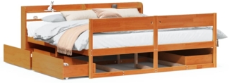 vidaXL Massivholzbett ohne Matratze Wachsbraun 180x200 Kiefernholz 3307115