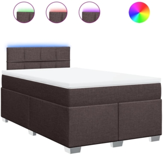 Boxspringbett mit Matratze, Stoff, Viereckige, grauer Fuß, Dunkelbraun, 120x200 cm, true