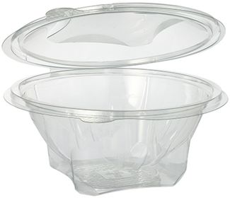 50 Feinkost- und Salatschalen mit Klappdeckel, R-PET rund 750 ml Ø 17,4 cm · 7,3 cm glasklar
