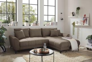 Sofa Bern von ED Exciting Design mit Schlaffunktion Espresso, Bettkasten und Lumos Mikrofaserbezug