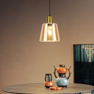 ZMH Pendelleuchte Esstisch Hängelampe Wohnzimmer - Esstischlampe Glas E27 Hängeleuchte Schlafzimmer 1 Flammig Pendellampe Vintage Retro Esszimmerlampe Transparent für Küche Hotel(ohne Leuchtmittel)