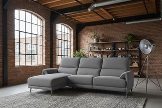 KAWOLA Sofa ADRIANA Ecksofa mit Relaxfunktion Stoff anthrazit Longchair links 99 x 163 x 280 cm