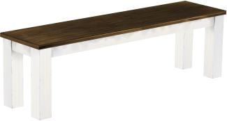 Sitzbank 150 cm Rio Classico Eiche Weiss Pinie Massivholz Esszimmerbank Küchenbank Holzbank - Brasilmöbel
