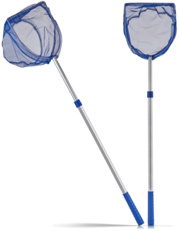 BigDean 2X Kescher 75-121 cm lang - Teichkescher mit Teleskopstange - Feinmaschig (2 mm) - Für Teich, Algen & Swimming-Pool - Algenkescher Nylon-Netz