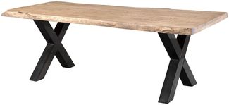 Baumtisch Mango 200 x 100 x 77 beige lackiert / X-Beine anthrazit glänzend FREEFORM 5