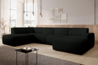 AX LIVING XXL Sofa U Form Didim Schwarz 415cm breit modern & großzügig L