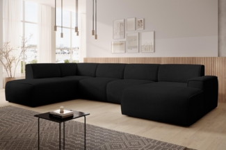AX LIVING XXL Sofa U Form Didim Schwarz 378cm breit modern & großzügig L