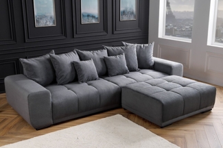 riess-ambiente Big-Sofa ELEGANCIA 285cm anthrazit, Einzelartikel 1 Teile, XXL Couch · Cord · mit Federkern · inkl. Kissen · Modern Design