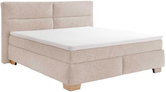 Boxspringbett Cordoba / Cornelia 6 , Holz, Stoff , Beige , 222 x 125 x 241 cm