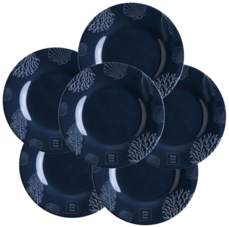 Marine Business Teller Dessertteller, Melamin, 20cm, navy weiss - Serie Living 6er Set, (6 St)