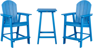 Beliani 'Adirondack' Bistro Set, Kunststoff/Edelstahl, Blau, 59 x 59 x 103 cm