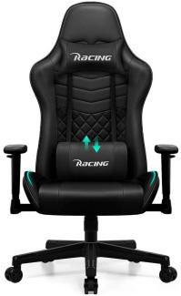 Hiazurm Gaming-Stuhl Gaming Stuhl, Bürostuhl Ergonomisch Wippfunktion bis zu 170° (Gaming Chair mit gepolsterten Armlehnen, 10 cm Höhenverstellung), Verstellbarem Lenden- & Kopfkissen, Gamer Stuhl 150kg Belastbarkeit