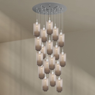 s.luce Velo Galerie-Pendelleuchte 20-flammig Ø 120cm Ø 18cm Klar, Weiß