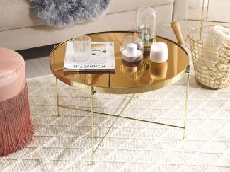 Couchtisch Glas gold / goldbraun ⌀ 63 cm LUCEA