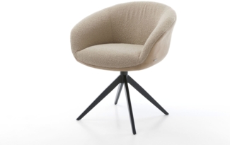 Drehstuhl Vinka-Flex mit Armlehnen Materialmix Schlamm Kreuzgestell breit Schwarz 360° drehbar Wippfunktion Taschenfederkern