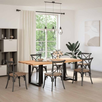 vidaXL Esstisch mit Baumkanten 220x100x74 cm Massivholz Eiche Rechteck 3304738