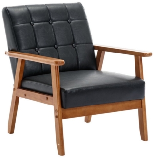 REDOM Loungesessel Polsterstuhl mit Massivholz-Armlehnen und -Füßen (Mid-Century Modern Akzentstuhl, für Wohnzimmer Schlafzimmer Studio-Stuhl)