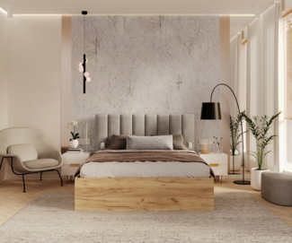 thematys Polsterbett Velours Stauraumbett Bett 90x200, 120x200, 140x200, 160x200, 180x200cm (mit hochwertigem Velours Bezug Samt, Bettrahmen, Bett, mit großen gepolsterten Kopfteil, mit Bettkasten für Stauraum, mit großen gepolsterten Kopfteil, mit Bet...