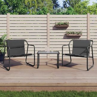 vidaXL 3-tlg. Garten-Lounge-Set mit Kissen Anthrazit Stahl 364107