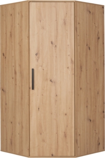 Marmex Möbel Arti 02B Eckschrank, Eckkleiderschrank mit Kleiderstange und Einlegeböden, geräumiger Eckkleiderschrank, großer Kleiderschrank, laminierte Spanplatte, artisan Eiche, 91,9x183,2x91,9 cm