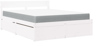 vidaXL Bett mit Schubladen und Matratze Weiß 160x200 cm Massivholz 3281893