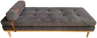 Daybed Anthrazit 180 x 75 cm mit Strukturstoff und Beinen aus Heveaholz