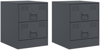 vidaXL Nachttische 2 Stk. Anthrazit 34,5x39x44 cm Stahl 841624