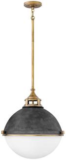Elstead Lighting QN-FLETCHER-P-L-AZ QUINTIESSE Hängeleuchte Fletcher E27 60W Stahl, Altzink & Messing; Opalglas satiniert weiß H:49. 9cm Ø45. 7cm dimmbar höhenverstellbar
