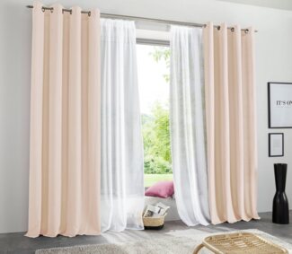my home Vorhang Raja, Ösen (2 St), blickdicht, Polyester, 2er-Set, Bestseller, einfarbig, modern, pflegeleichte Mikrofaser