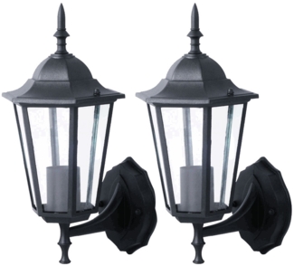 2er Wandleuchte, schwarz, IP44, Antik, klar, H 36cm