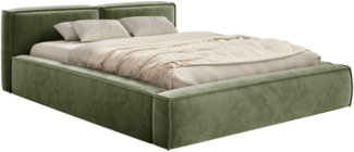 Selsey 'Tilves Slim'Polsterbett 160x200 mit Bettkasten und Lattenrost, Velours, olivgrün
