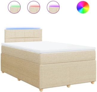 vidaXL Boxspringbett mit Matratze Creme 120x200 cm Stoff 3289728