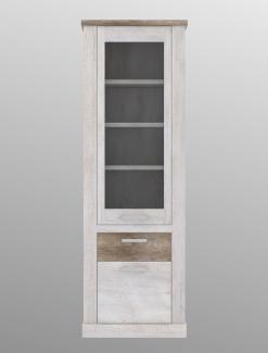 Vitrine Durio 8 Pinie weiß 71 x 212 x 41 cm Glasvitrine Vitrinenschrank