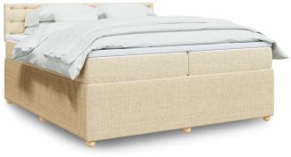 vidaXL Boxspringbett mit Matratze Creme 200x200 cm Stoff 3289882