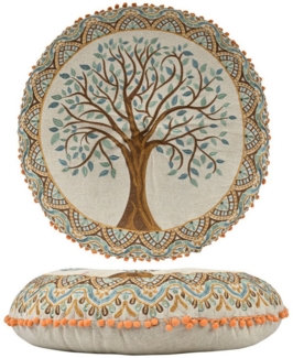 Marrakesch Orient & Mediterran Interior Bodenkissen Bodenkissen Guansha rund 60x15cm, Baumwolle bestickt Baum des Lebens