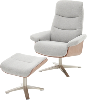 Amasra Loungesessel inkl. Hocker - LAKE slate grey / Edelstahloptik / walnuss