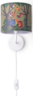 Paco Home Wandleuchte Diamond 638, ohne Leuchtmittel, Lampe Kinderzimmer ∅18cm Dschungel Tier-Motiv Kabel 3m E14